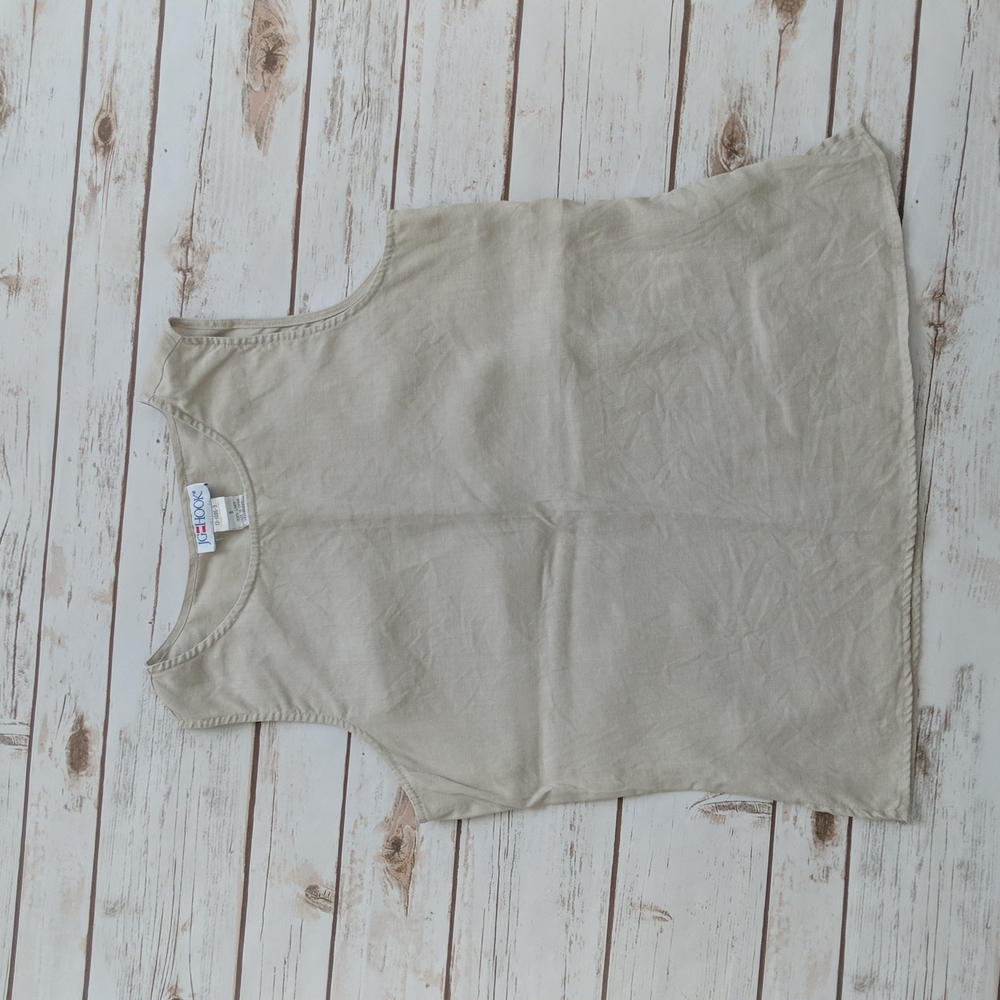 VTG Women's Tan Linen Tank Top